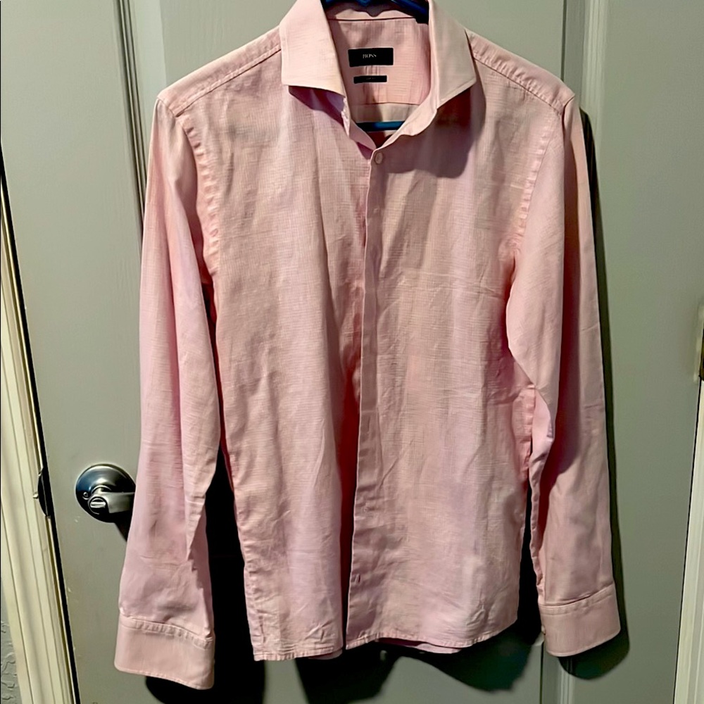 Mens BOSS Pink Button-Up Shirt